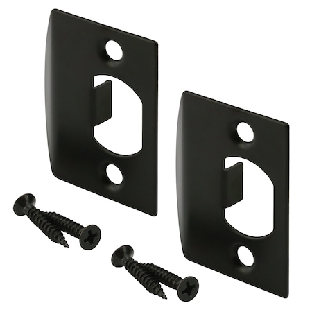 Prime-Line Latch Strike Plate, Matte Black Finish (2 Pack) E 2793